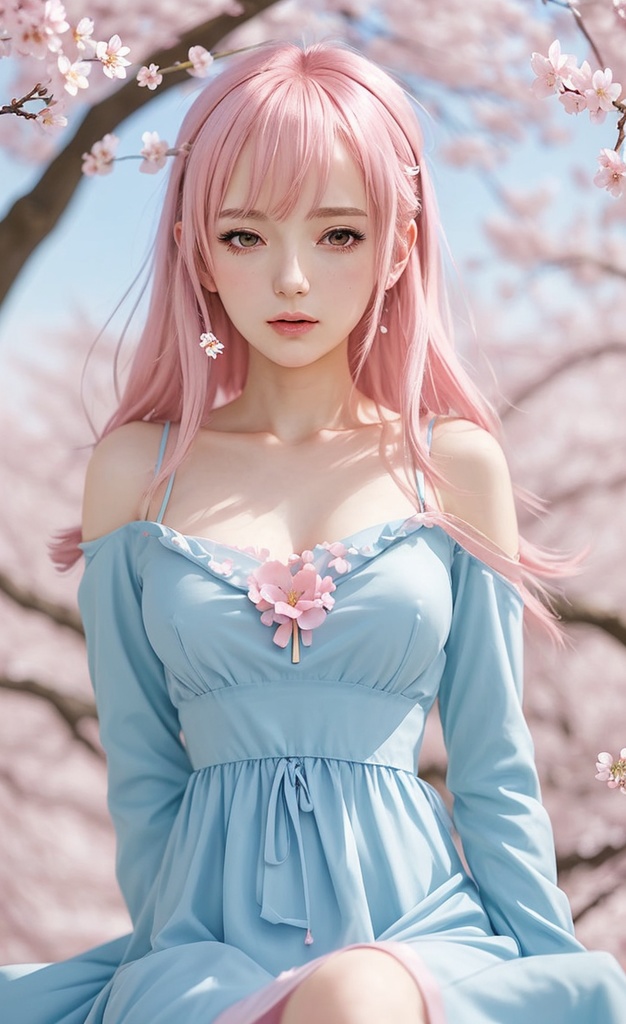 桜色の彼女 - 春の2Dポートレート 12枚セット【AI生成素材】