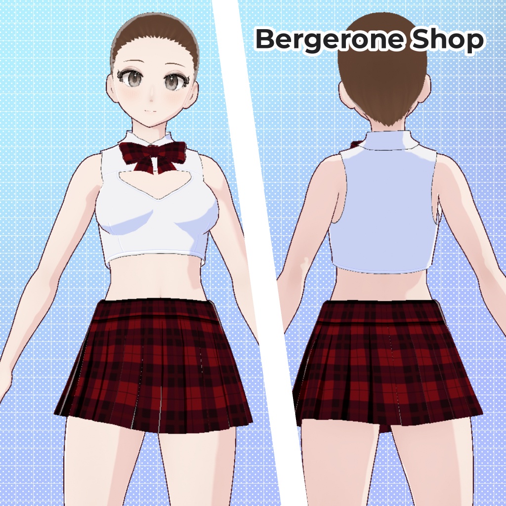 【VRoid】チェック柄制服 - スカート&トップス / Plaid Uniform - Skirt & Top