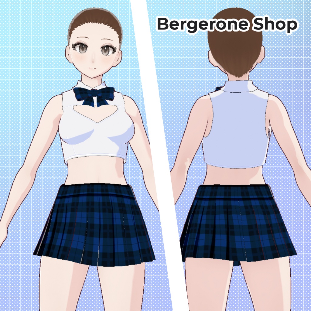 【VRoid】チェック柄制服 - スカート&トップス / Plaid Uniform - Skirt & Top