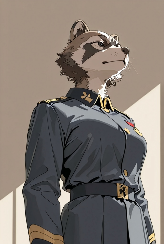 『＃15　Raccoon Dog Officer - アライグマ士官』素材4枚