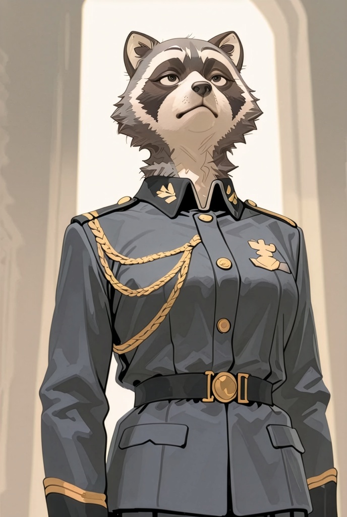 『#15 Raccoon Dog Officer - アライグマ士官』素材4枚