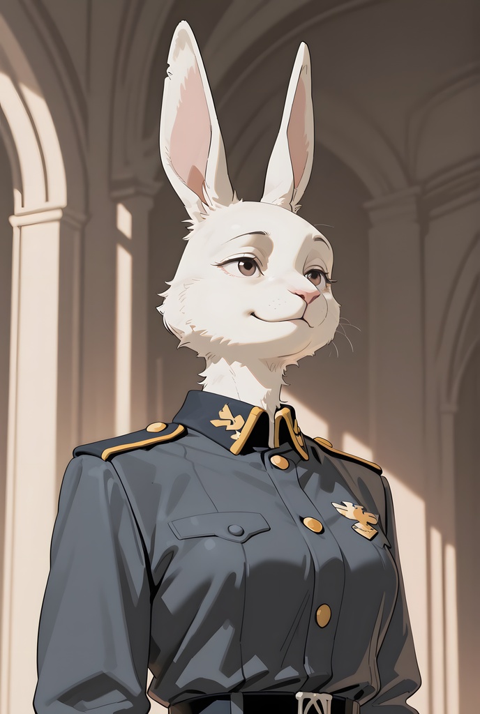 獣人軍人素材集:白うさぎ士官、紺制服 Beastman Soldier Material Collection:White Rabbit Officer, Navy Uniform