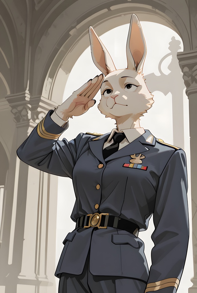 獣人軍人素材集:白うさぎ士官、紺制服 Beastman Soldier Material Collection:White Rabbit Officer, Navy Uniform