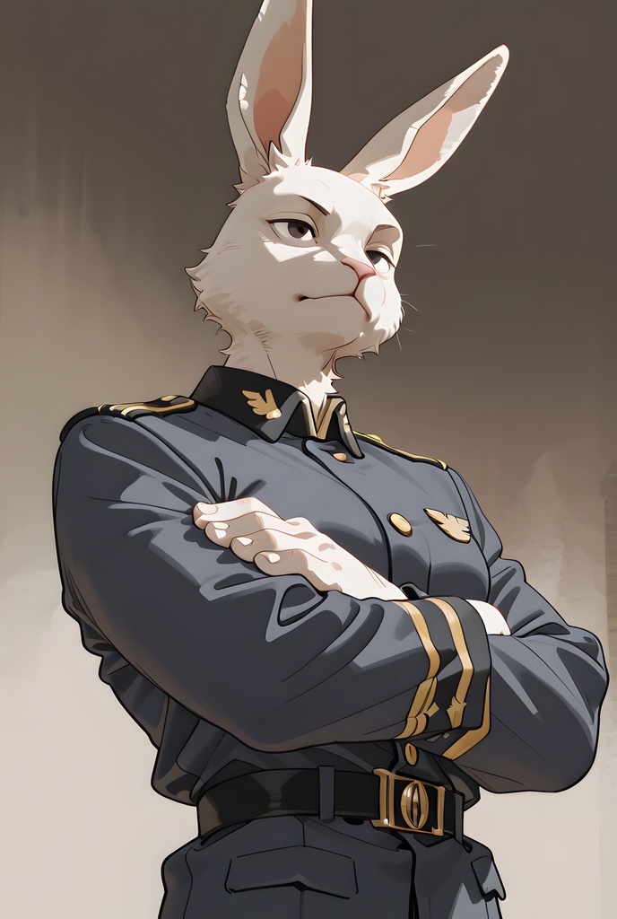 獣人軍人素材集:白うさぎ士官、紺制服 Beastman Soldier Material Collection:White Rabbit Officer, Navy Uniform
