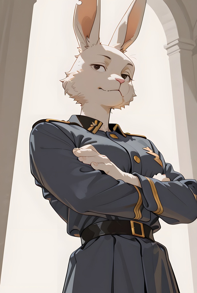 獣人軍人素材集:白うさぎ士官、紺制服 Beastman Soldier Material Collection:White Rabbit Officer, Navy Uniform