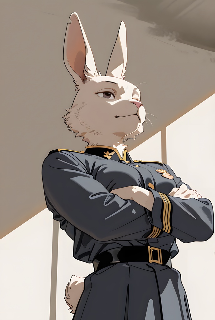 獣人軍人素材集:白うさぎ士官、紺制服 Beastman Soldier Material Collection:White Rabbit Officer, Navy Uniform