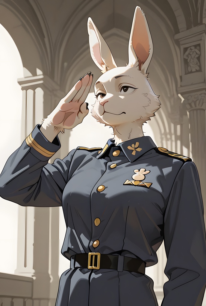獣人軍人素材集:白うさぎ士官、紺制服 Beastman Soldier Material Collection:White Rabbit Officer, Navy Uniform