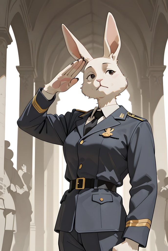 獣人軍人素材集:白うさぎ士官、紺制服 Beastman Soldier Material Collection:White Rabbit Officer, Navy Uniform