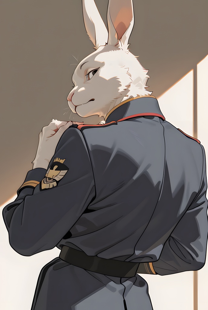 獣人軍人素材集:白うさぎ士官、紺制服 Beastman Soldier Material Collection:White Rabbit Officer, Navy Uniform