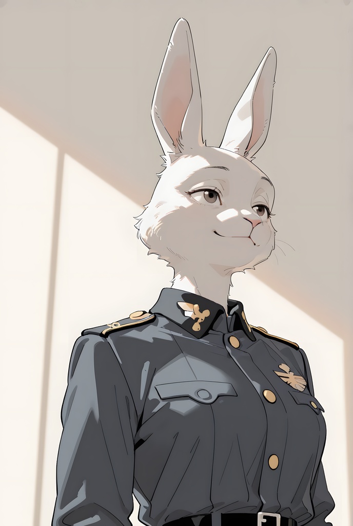 獣人軍人素材集:白うさぎ士官、紺制服 Beastman Soldier Material Collection:White Rabbit Officer, Navy Uniform