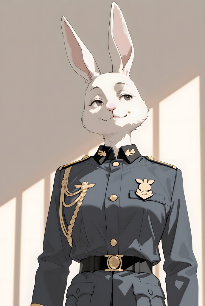獣人軍人素材集:白うさぎ士官、紺制服 Beastman Soldier Material Collection:White Rabbit Officer, Navy Uniform