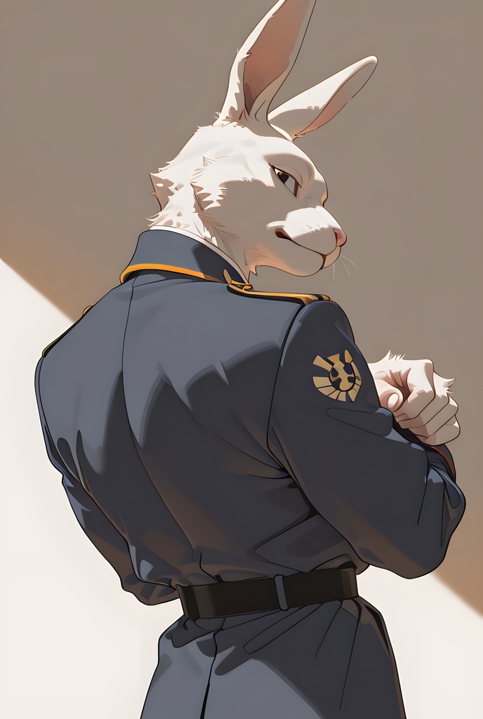 獣人軍人素材集:白うさぎ士官、紺制服 Beastman Soldier Material Collection:White Rabbit Officer, Navy Uniform
