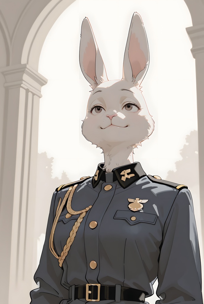 獣人軍人素材集:白うさぎ士官、紺制服 Beastman Soldier Material Collection:White Rabbit Officer, Navy Uniform