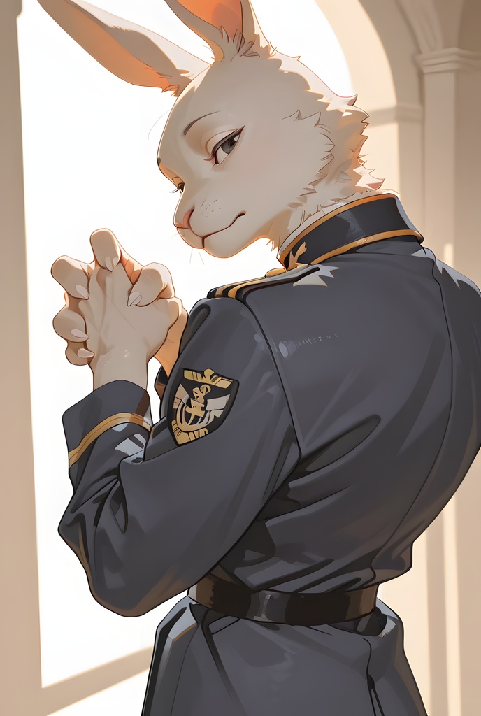獣人軍人素材集:白うさぎ士官、紺制服 Beastman Soldier Material Collection:White Rabbit Officer, Navy Uniform