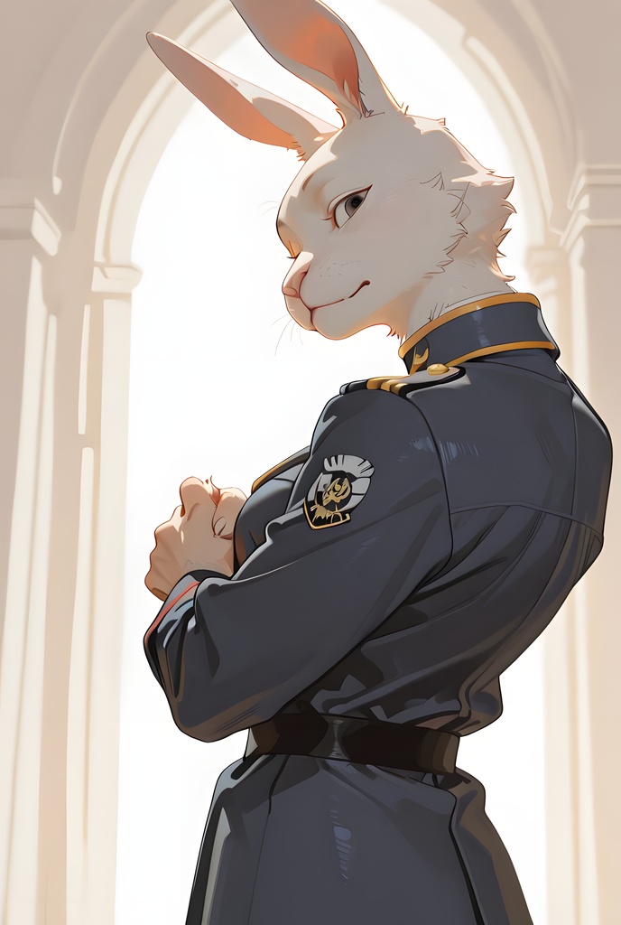 獣人軍人素材集:白うさぎ士官、紺制服 Beastman Soldier Material Collection:White Rabbit Officer, Navy Uniform