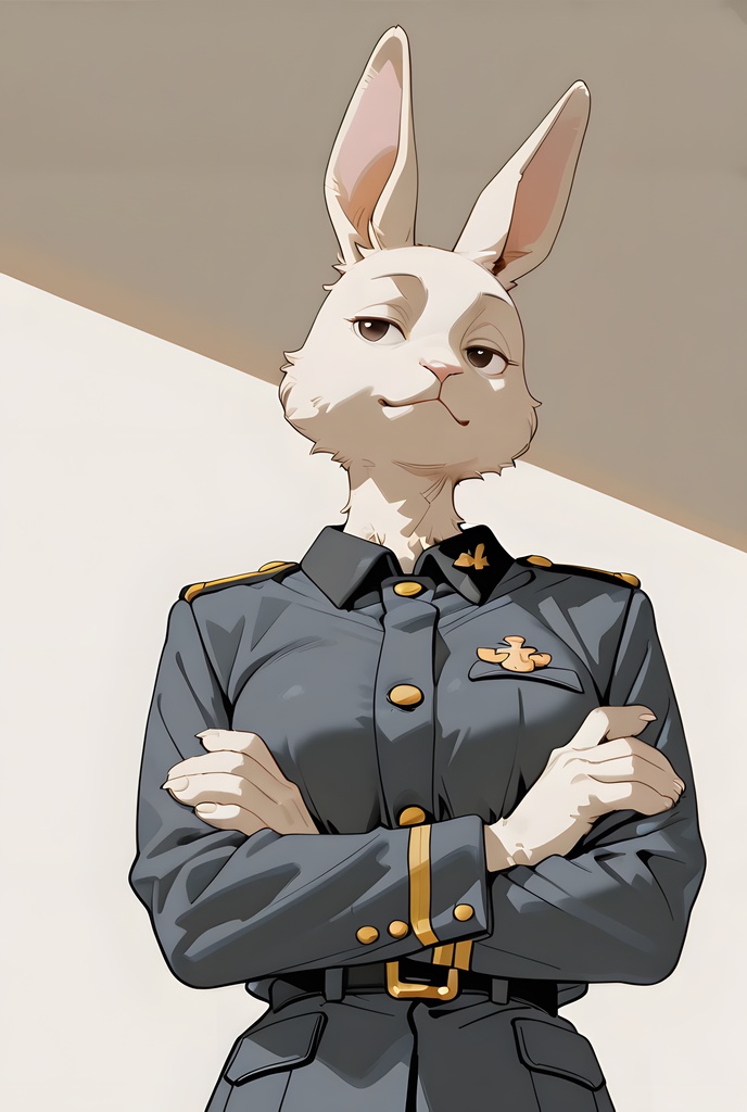 獣人軍人素材集:白うさぎ士官、紺制服 Beastman Soldier Material Collection:White Rabbit Officer, Navy Uniform