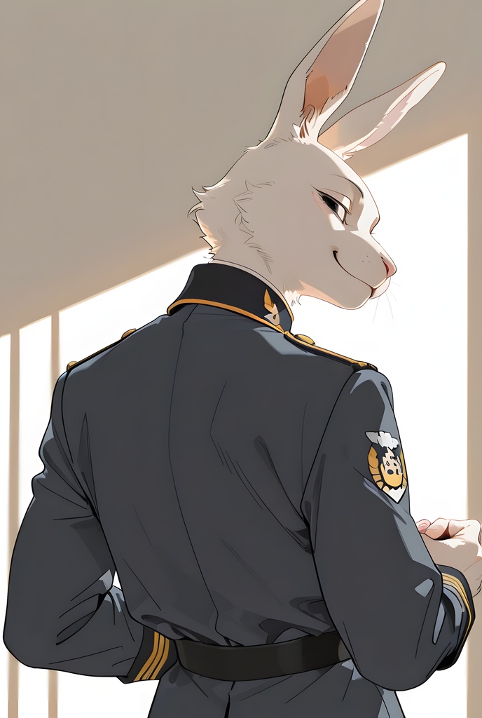 獣人軍人素材集:白うさぎ士官、紺制服 Beastman Soldier Material Collection:White Rabbit Officer, Navy Uniform