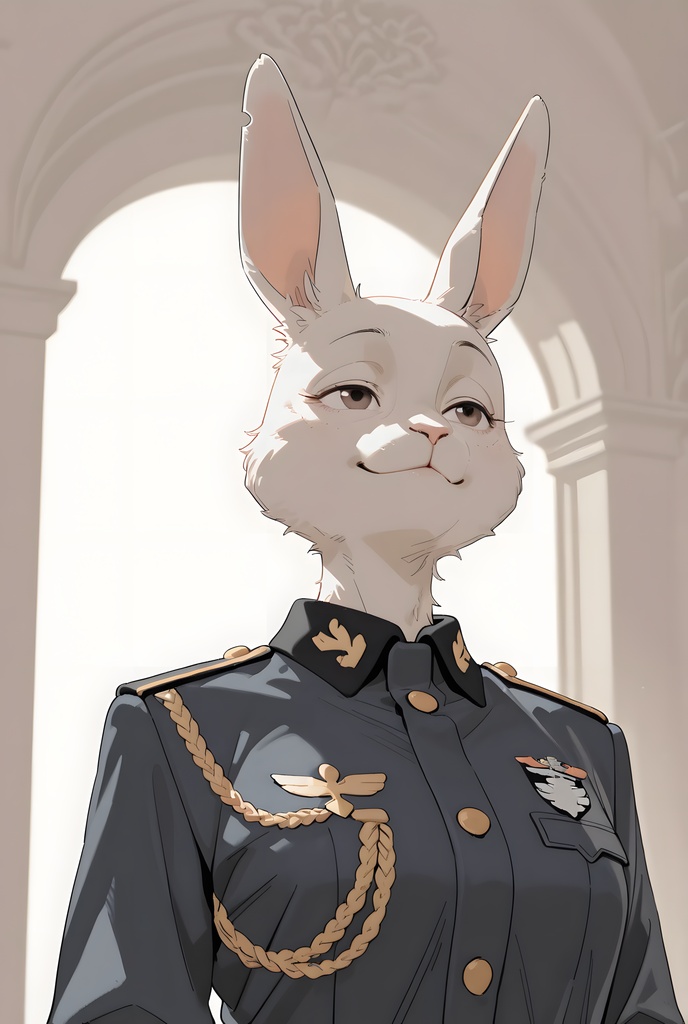 獣人軍人素材集:白うさぎ士官、紺制服 Beastman Soldier Material Collection:White Rabbit Officer, Navy Uniform