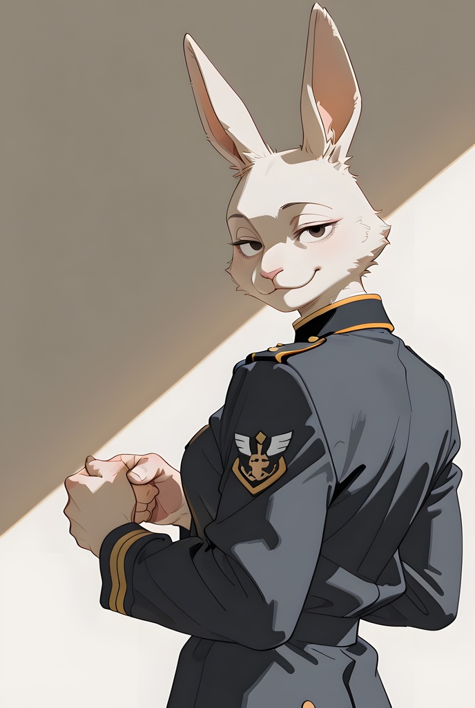 獣人軍人素材集:白うさぎ士官、紺制服 Beastman Soldier Material Collection:White Rabbit Officer, Navy Uniform