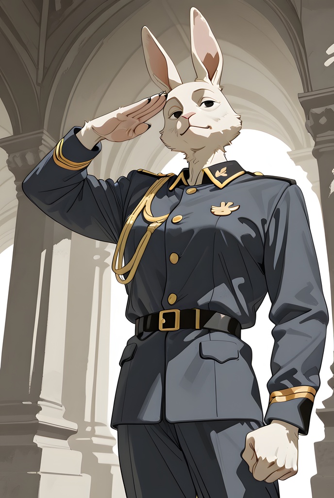 獣人軍人素材集:白うさぎ士官、紺制服 Beastman Soldier Material Collection:White Rabbit Officer, Navy Uniform