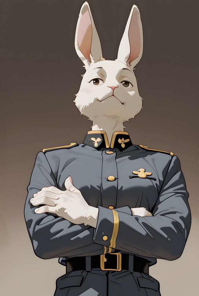 獣人軍人素材集:白うさぎ士官、紺制服 Beastman Soldier Material Collection:White Rabbit Officer, Navy Uniform