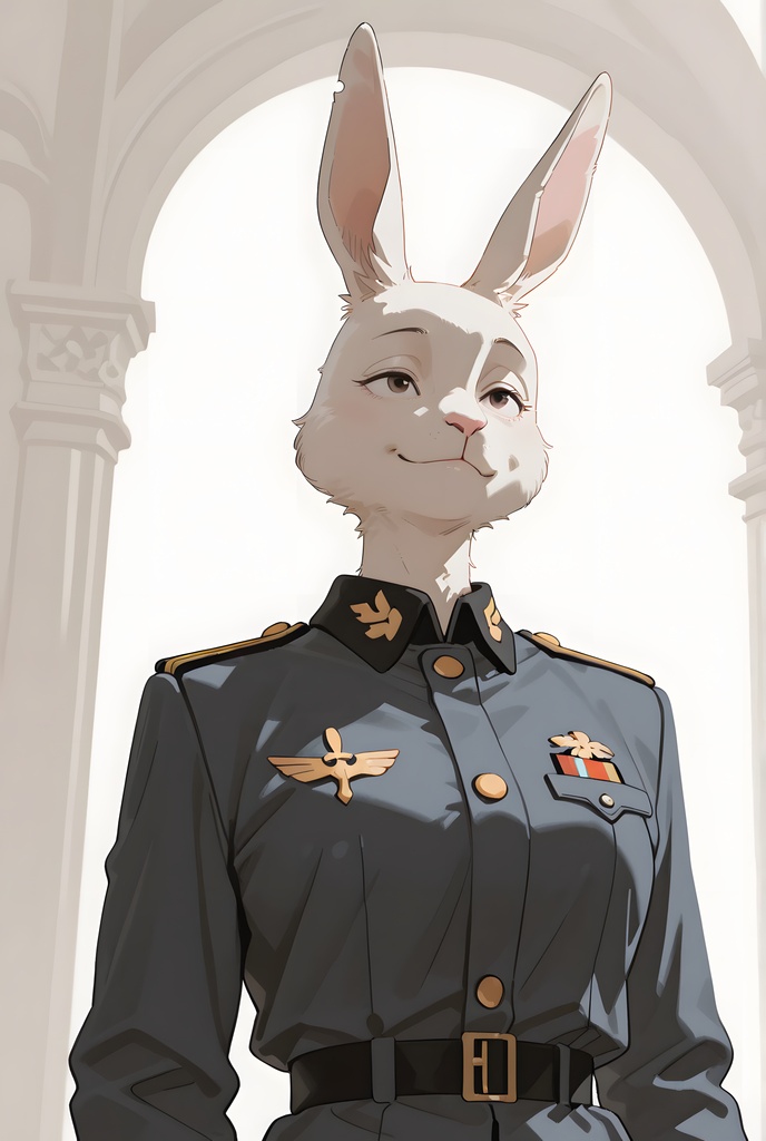 獣人軍人素材集:白うさぎ士官、紺制服 Beastman Soldier Material Collection:White Rabbit Officer, Navy Uniform