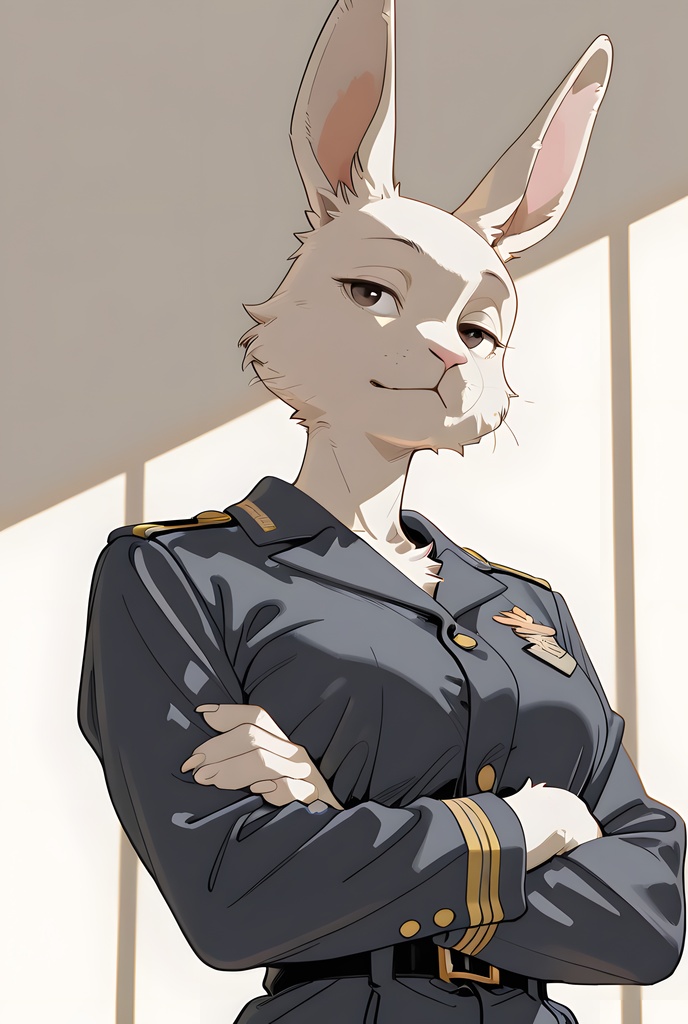 獣人軍人素材集:白うさぎ士官、紺制服 Beastman Soldier Material Collection:White Rabbit Officer, Navy Uniform