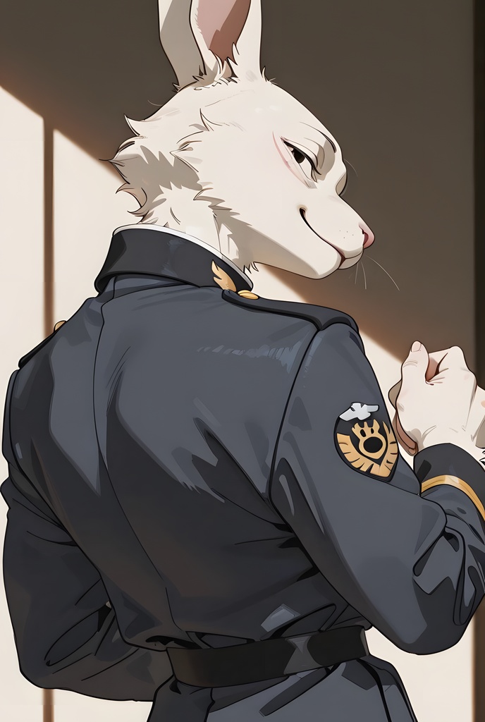 獣人軍人素材集:白うさぎ士官、紺制服 Beastman Soldier Material Collection:White Rabbit Officer, Navy Uniform