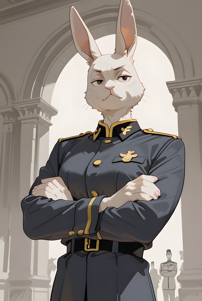 獣人軍人素材集:白うさぎ士官、紺制服 Beastman Soldier Material Collection:White Rabbit Officer, Navy Uniform