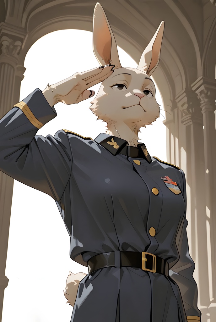 獣人軍人素材集:白うさぎ士官、紺制服 Beastman Soldier Material Collection:White Rabbit Officer, Navy Uniform