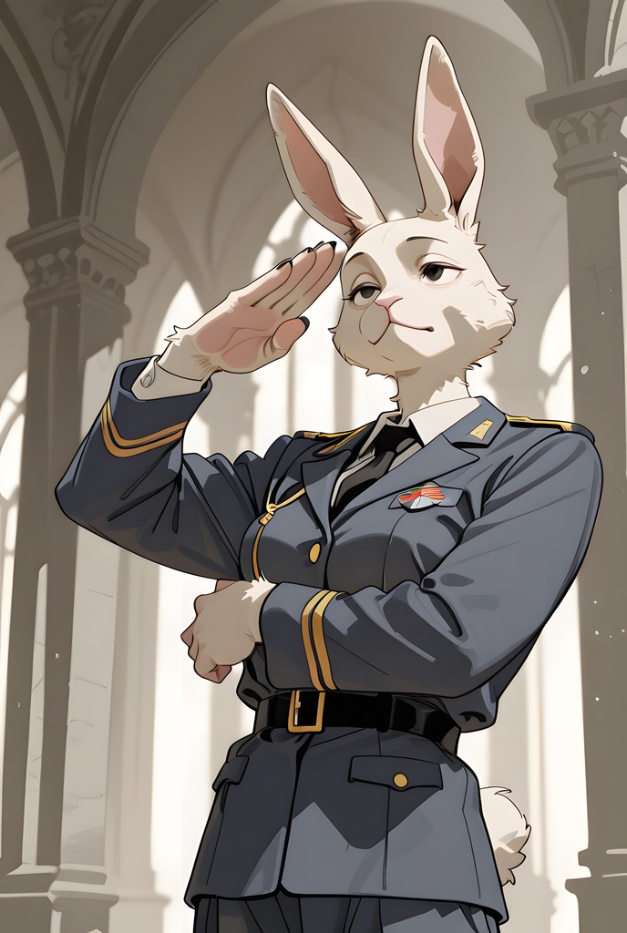 獣人軍人素材集:白うさぎ士官、紺制服 Beastman Soldier Material Collection:White Rabbit Officer, Navy Uniform