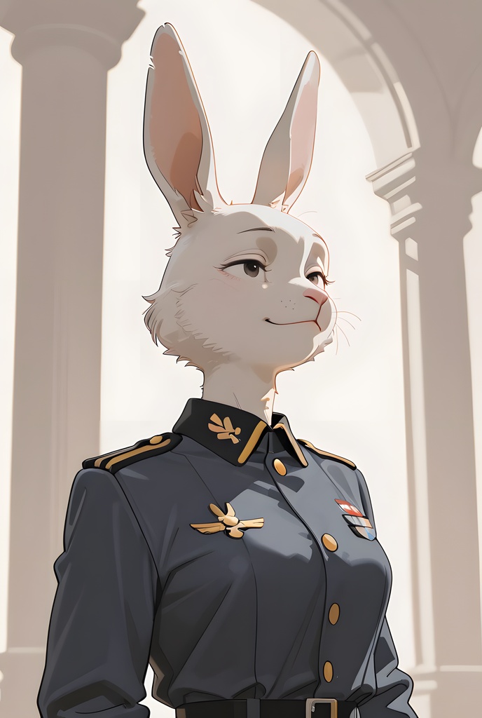 獣人軍人素材集:白うさぎ士官、紺制服 Beastman Soldier Material Collection:White Rabbit Officer, Navy Uniform
