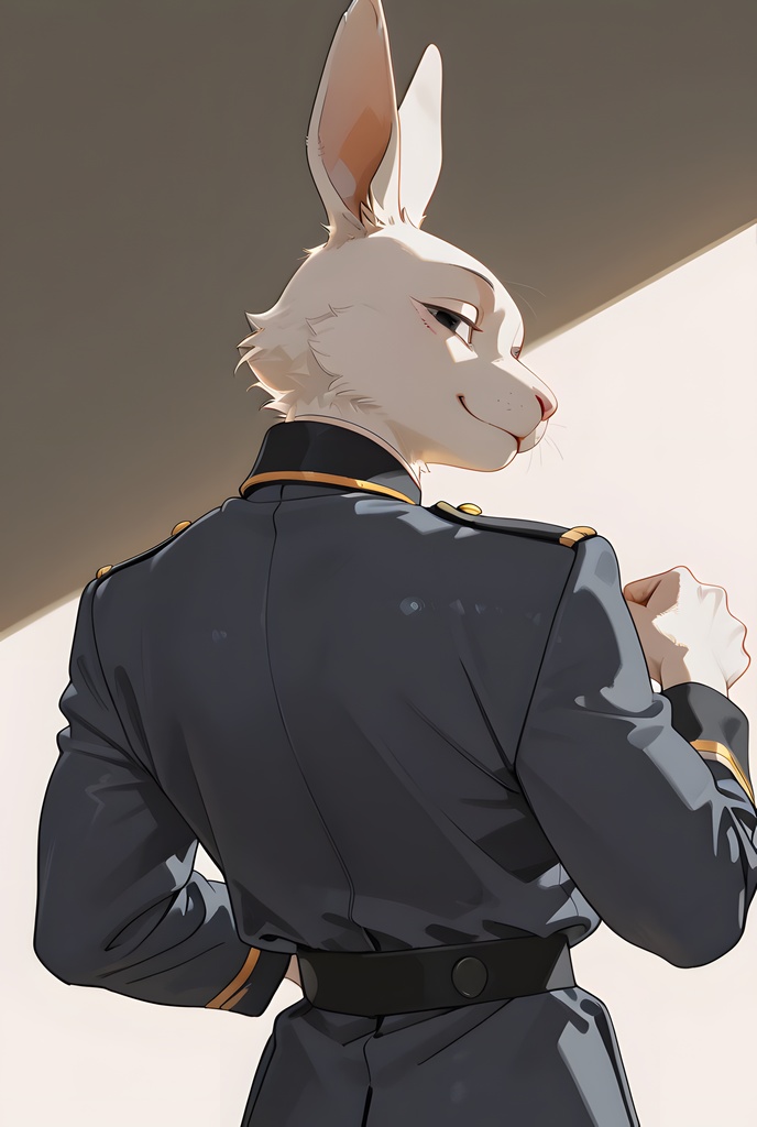 獣人軍人素材集:白うさぎ士官、紺制服 Beastman Soldier Material Collection:White Rabbit Officer, Navy Uniform