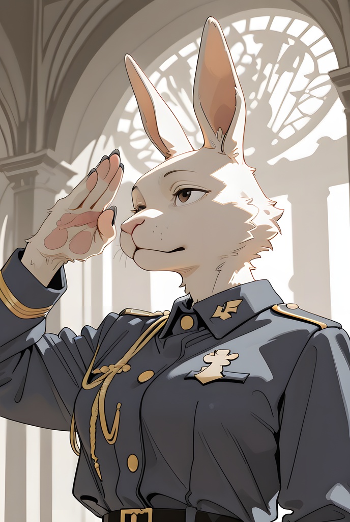 獣人軍人素材集:白うさぎ士官、紺制服 Beastman Soldier Material Collection:White Rabbit Officer, Navy Uniform