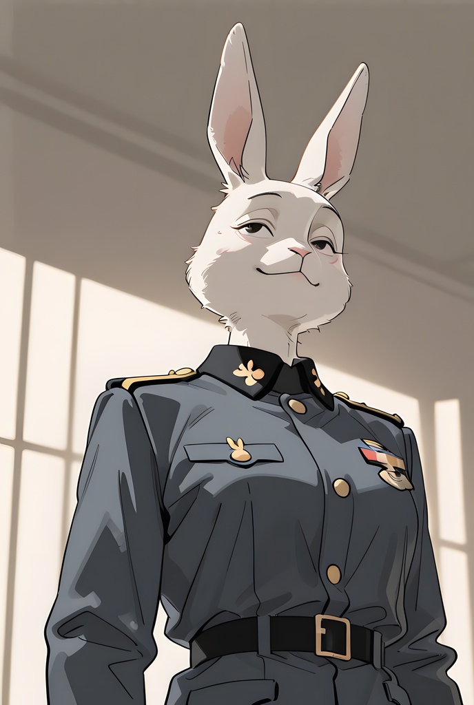獣人軍人素材集:白うさぎ士官、紺制服 Beastman Soldier Material Collection:White Rabbit Officer, Navy Uniform