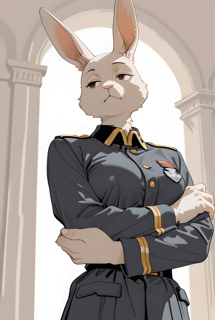 獣人軍人素材集:白うさぎ士官、紺制服 Beastman Soldier Material Collection:White Rabbit Officer, Navy Uniform