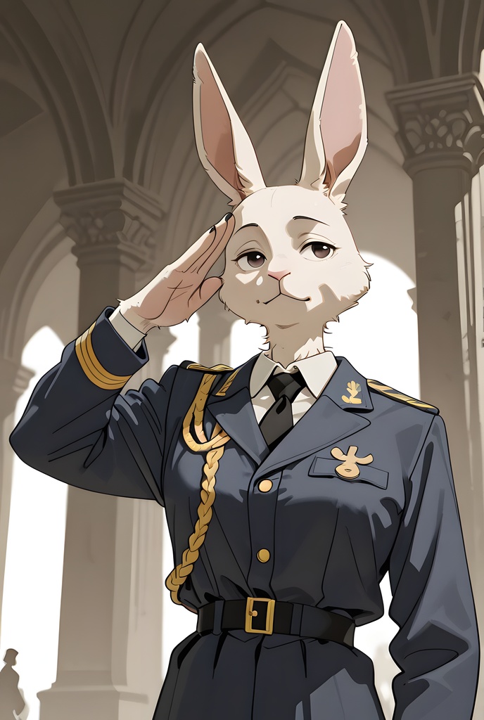 獣人軍人素材集:白うさぎ士官、紺制服 Beastman Soldier Material Collection:White Rabbit Officer, Navy Uniform