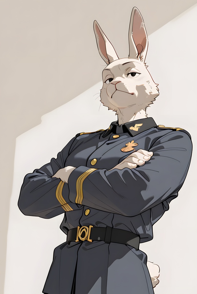 獣人軍人素材集:白うさぎ士官、紺制服 Beastman Soldier Material Collection:White Rabbit Officer, Navy Uniform
