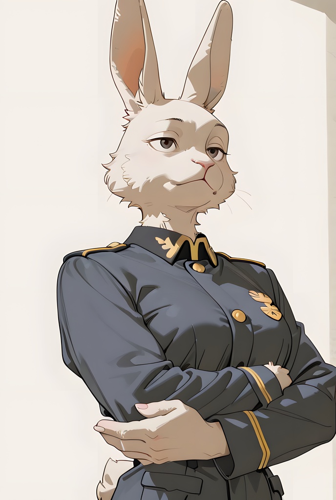 獣人軍人素材集:白うさぎ士官、紺制服 Beastman Soldier Material Collection:White Rabbit Officer, Navy Uniform