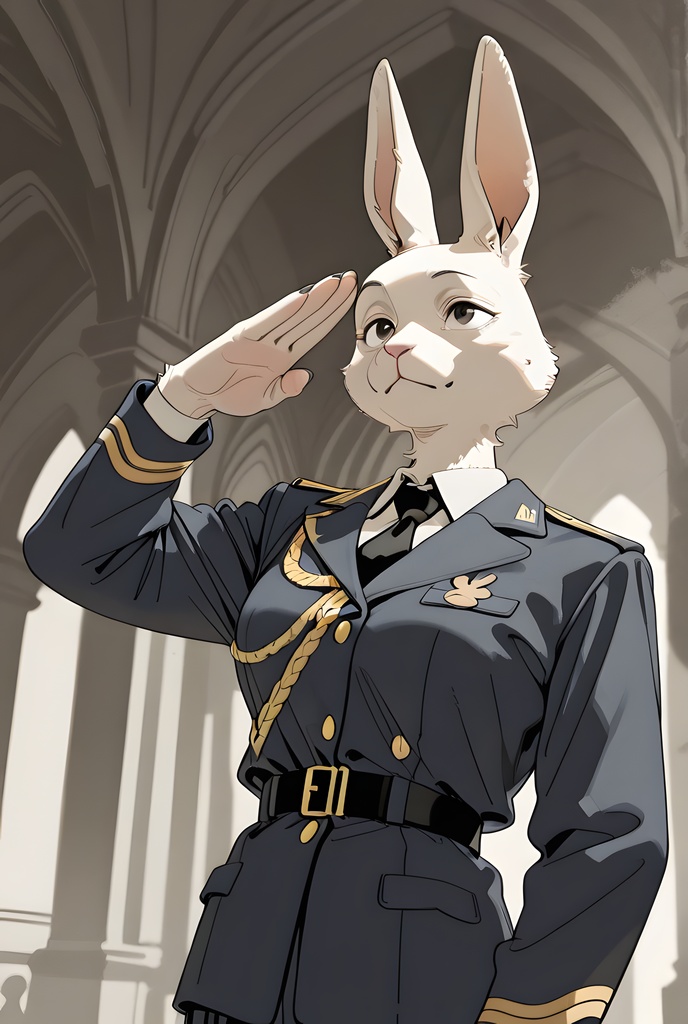 獣人軍人素材集:白うさぎ士官、紺制服 Beastman Soldier Material Collection:White Rabbit Officer, Navy Uniform