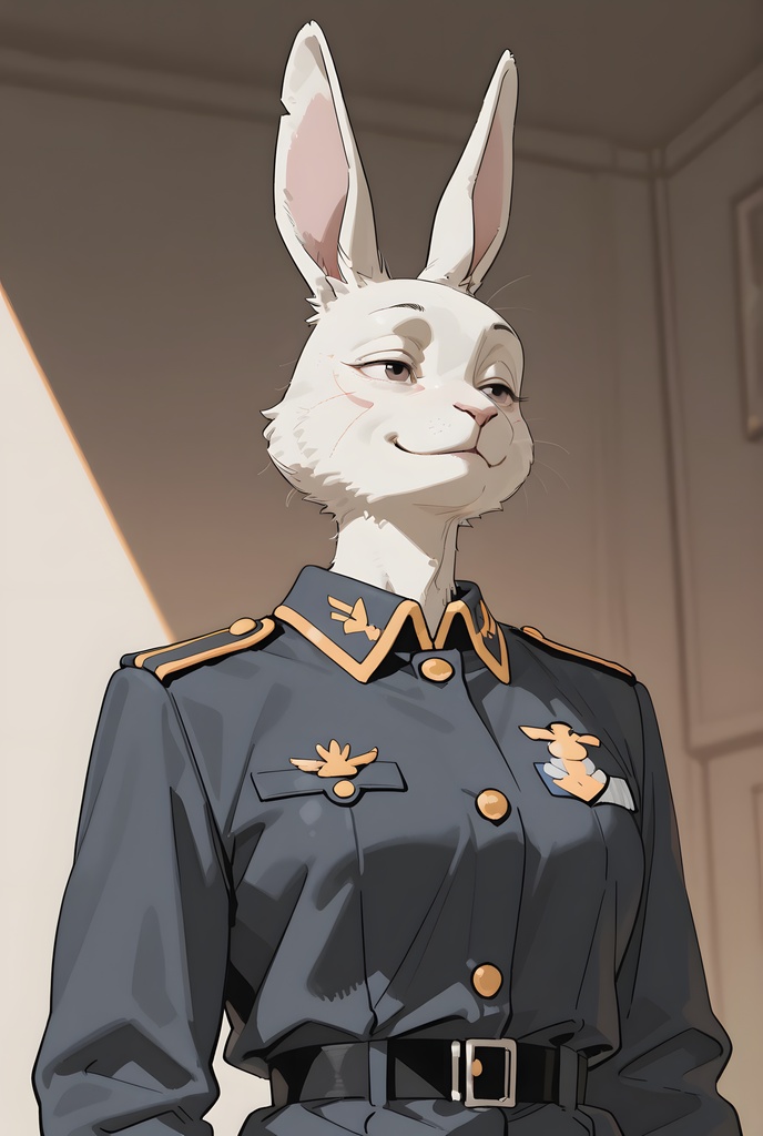 獣人軍人素材集:白うさぎ士官、紺制服 Beastman Soldier Material Collection:White Rabbit Officer, Navy Uniform