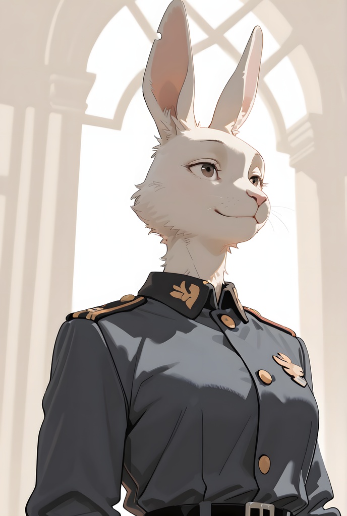 獣人軍人素材集:白うさぎ士官、紺制服 Beastman Soldier Material Collection:White Rabbit Officer, Navy Uniform