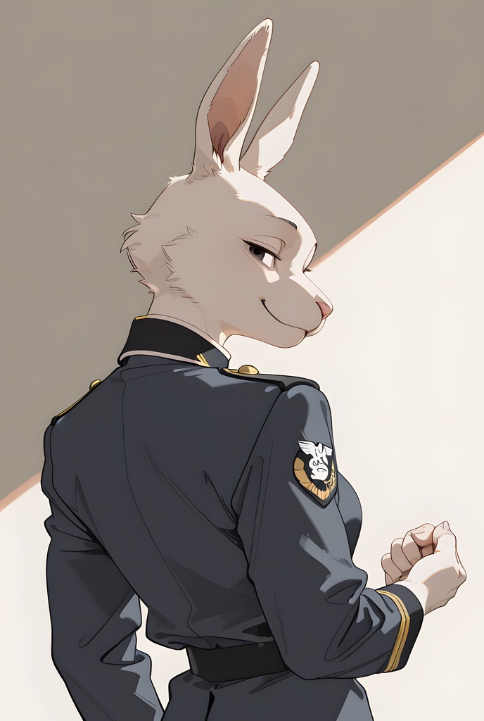 獣人軍人素材集:白うさぎ士官、紺制服 Beastman Soldier Material Collection:White Rabbit Officer, Navy Uniform