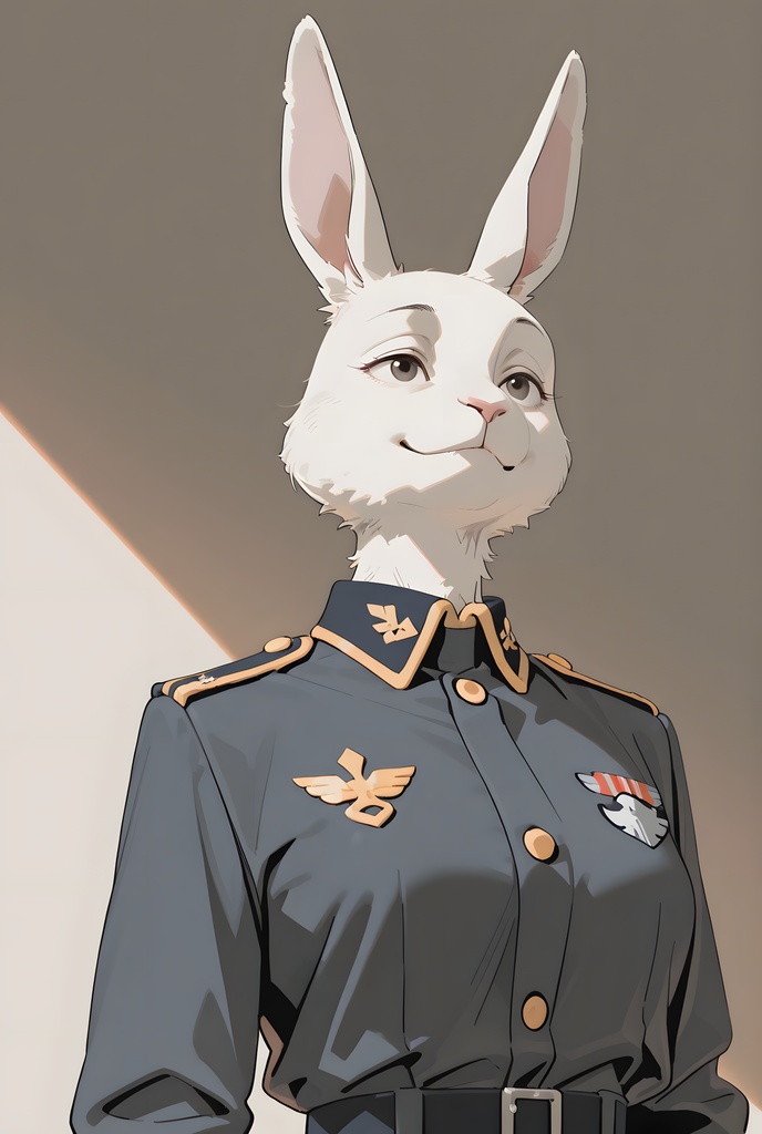 獣人軍人素材集:白うさぎ士官、紺制服 Beastman Soldier Material Collection:White Rabbit Officer, Navy Uniform