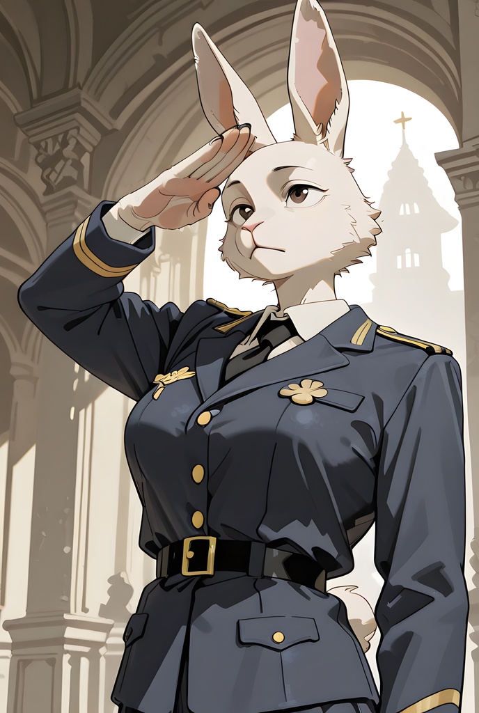 獣人軍人素材集:白うさぎ士官、紺制服 Beastman Soldier Material Collection:White Rabbit Officer, Navy Uniform
