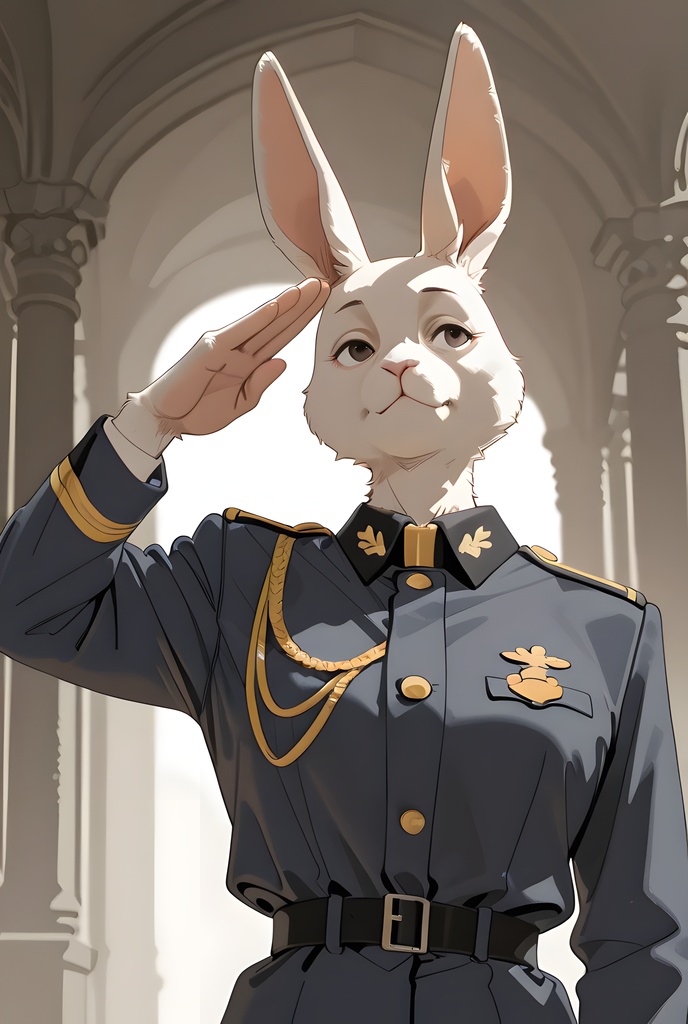 獣人軍人素材集:白うさぎ士官、紺制服 Beastman Soldier Material Collection:White Rabbit Officer, Navy Uniform