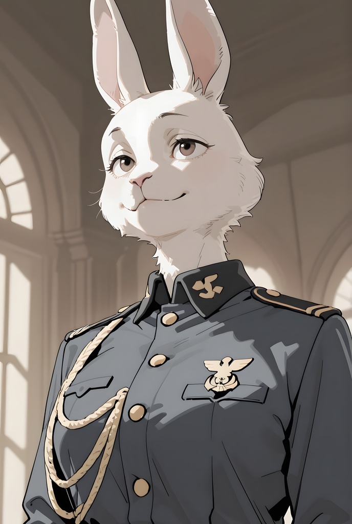 獣人軍人素材集:白うさぎ士官、紺制服 Beastman Soldier Material Collection:White Rabbit Officer, Navy Uniform