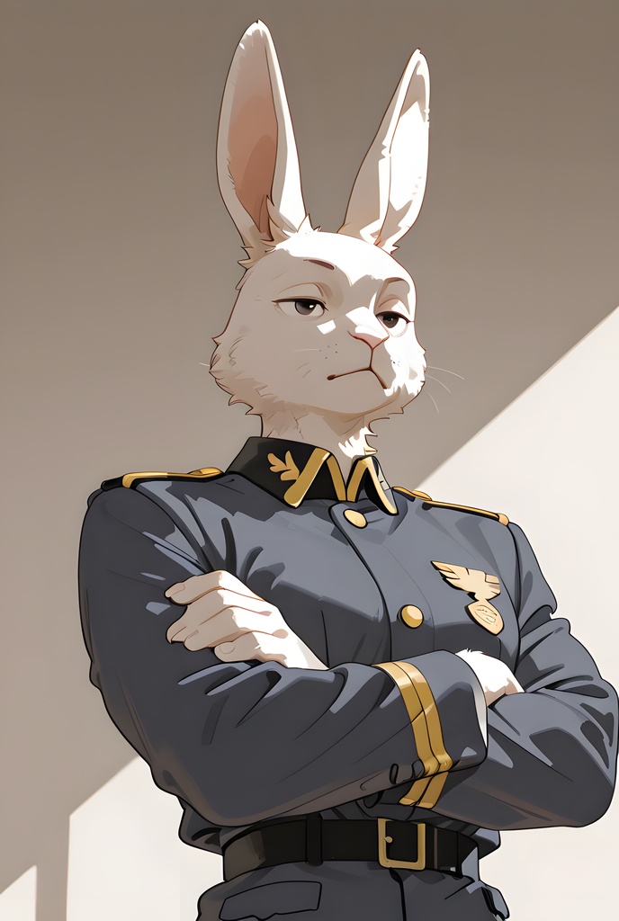 獣人軍人素材集:白うさぎ士官、紺制服 Beastman Soldier Material Collection:White Rabbit Officer, Navy Uniform
