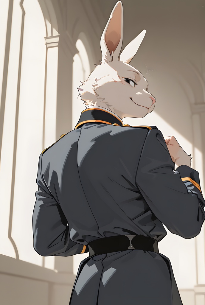 獣人軍人素材集:白うさぎ士官、紺制服 Beastman Soldier Material Collection:White Rabbit Officer, Navy Uniform