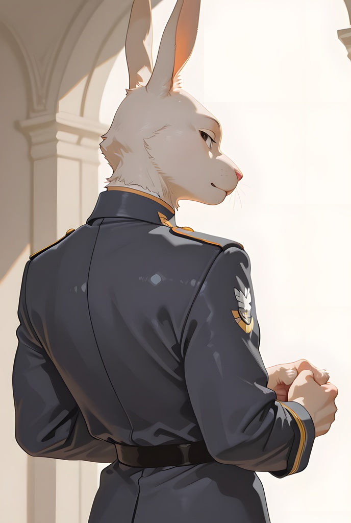 獣人軍人素材集:白うさぎ士官、紺制服 Beastman Soldier Material Collection:White Rabbit Officer, Navy Uniform